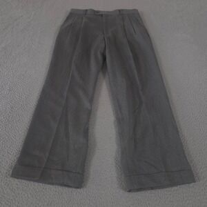 VINTAGE Hickey Freeman Pants Mens 32x30 Gray Bespoke Pleated Cuffed Wool 00s